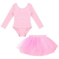 thumbnail image 3 of YONGHS Kids Girls Long Sleeve Ballet Dance Leotard with Tutu Mesh Skirt Performance Dresses Pink 10, 3 of 7
