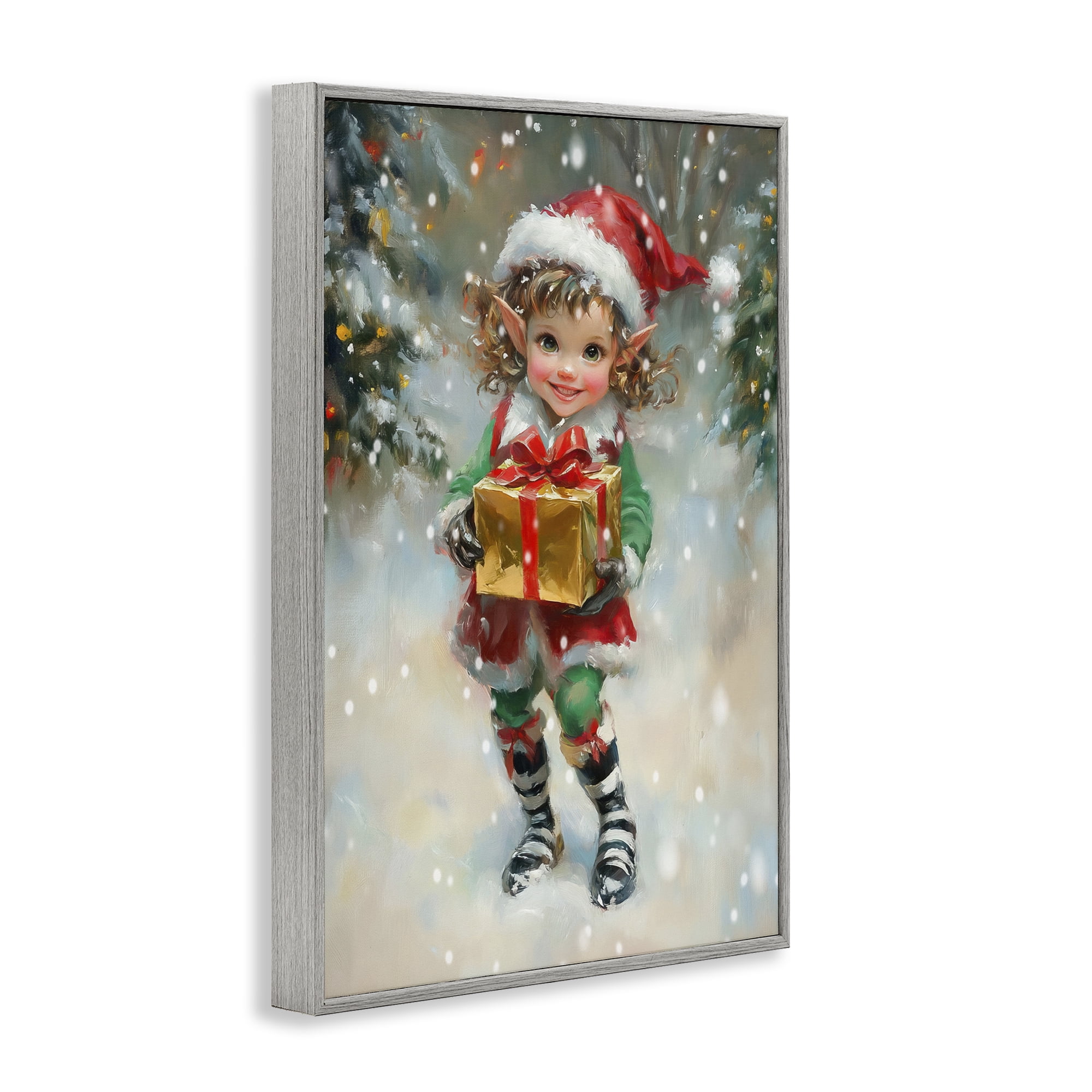 Stupell Industries Santa's Little Elf Gray Framed Giclee Art, design by Tina LeCour