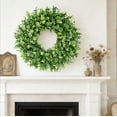 thumbnail image 2 of 17.7 Inch Faux Boxwood Wreath, Artificial Greenery Front Door Wreath for All Season Home Decor, UV Resistant for Indoor Outdoor Use, Wedding Party Farmhouse Decor, 2 of 11