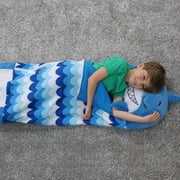 Happy Nappers: Pillow & Sleepy Sack: Medium - Blue Shark - 54 x 20, 2-In-1: Plush Animal Opens Into Sleeping Bag, Soft Play & Nap Character, Kids 3+