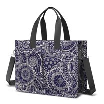Paisley Canvas Tote Bag for Women with Compartments, Large Cute Boho Teacher Student Shoulder Bag Nurse Purses Crossbody Bags Work Laptop Book Bag Satchels Handbags