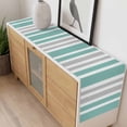 thumbnail image 4 of Aqua Grey Stripe Table Runner - 72 Inch Long, Kitchen Dining Table Runner Dresser Scarves, Farmhouse Minimalist Striped Farmhouse Decor for Coffee Tables Wedding Party Banquet, 4 of 8