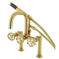 Kingston Brass AE8407RX Belknap 7" Center Deck-Mount Clawfoot Tub Faucet with Hand Shower, Brushed Brass