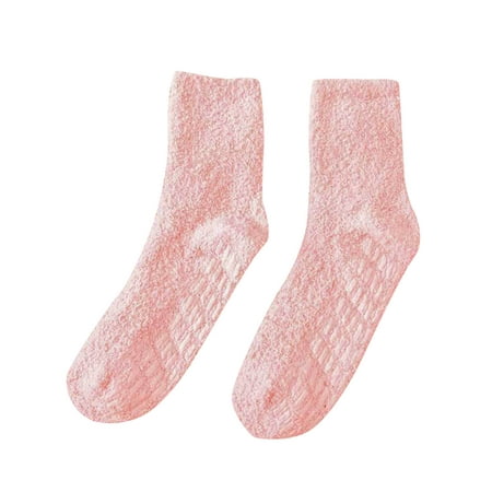 

JDEFEG Lace Hose Women Autumn and Winter Solid Color Multicolor Coral Thickened Warm Home Floor Socks Stockings 88 Stocks and Grips D