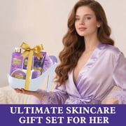 Spa Luxetique Bath and Body Gift Sets for Women, Lavender Gift Baskets Kits Elegant Gifts for Mom, Her Self Care Relaxing, 8 Pcs