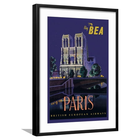 Be Paris and Notre Dame Cathedral Framed Art Print by Daphne Padden, 16" x 24", Sold by Art.com