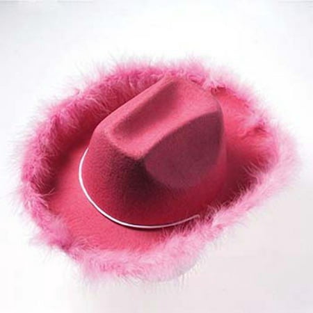 One Adult Size Pink Feather Boa Cowboy Hat
