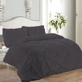 thumbnail image 2 of 3 Piece Pinch Pleated Duvet Cover Set 100% Cotton 1000 TC with Zipper Closure & Corner Ties Pintuck Bedding Duvet Cover - Oversized Super King Size (120" x 98") Inch, Dark Grey Solid, 2 of 7