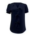 thumbnail image 4 of SHITINN Fashionable V Neck Solid Color Short Sleeve T Shirt for Women with Tie Bow Detail Womens Blouse Short Sleeve Tops Summer Fashion Women, 4 of 4