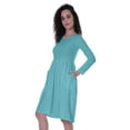 thumbnail image 5 of Moomaya Womens Full Sleeves Gathered Waist Dress Casual Relaxed Fit Swing Dresses w/ Pockets, 5 of 8