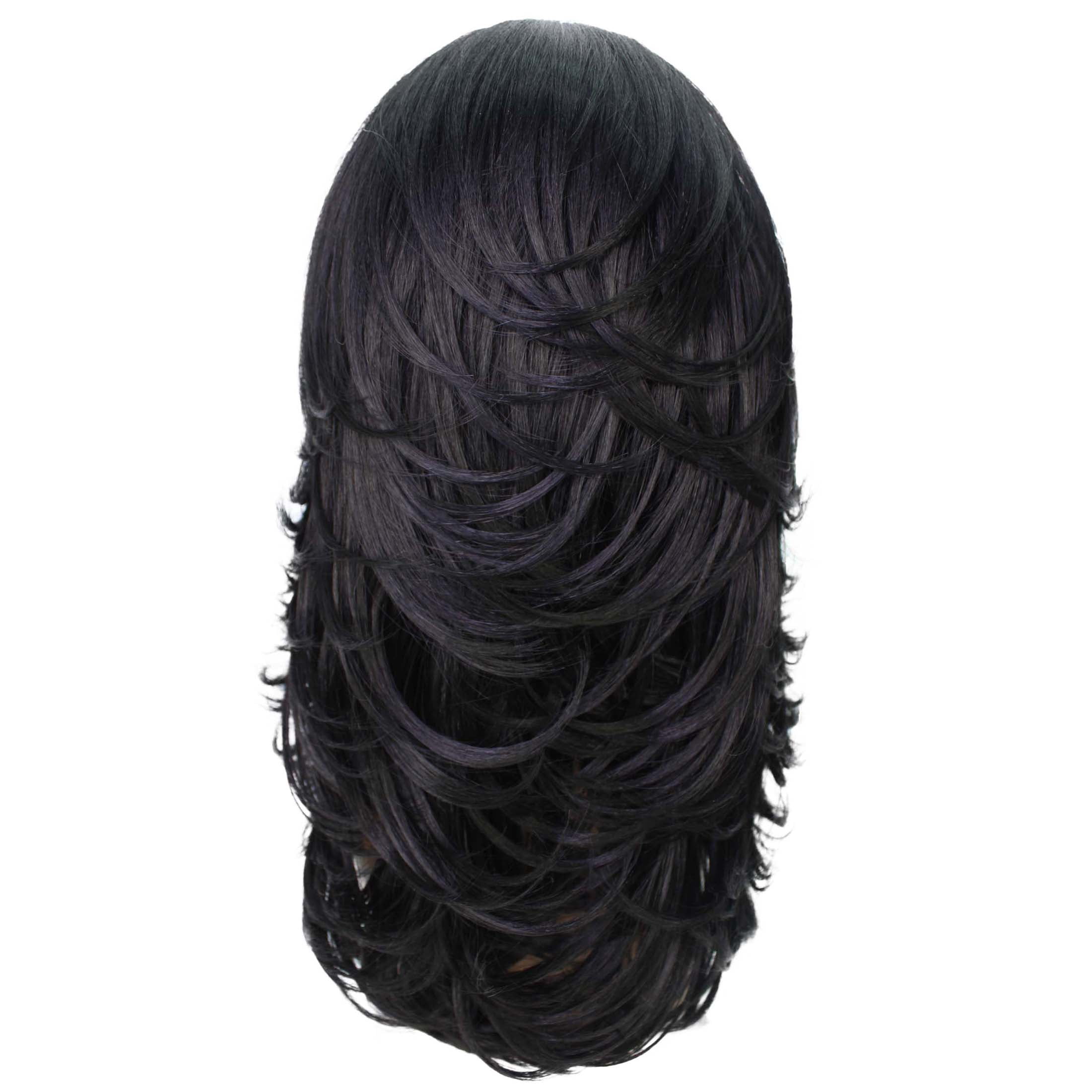 LUXLUXE Leal Curly Layered 18.5 in Long Half Wig Mix Human Hair and Synthetic Fibers