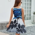 thumbnail image 6 of Romantic Blue Rose Print Sleeveless Dress Women Summer Evening Dresses Ladies Sundress, 6 of 7