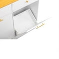 thumbnail image 4 of Fithood [FCH] Kitchen Trash Can Cabinet, 2 Doors 2 Drawers 2 Dirty Clothes Bags Garbage Storage Cabinet, White, 4 of 5