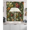 thumbnail image 2 of Tropical Botanical Kitchen Curtains Sets 24 Inch Length with Valance, Summer Vintage Flowers Blooms Swag Valances and Tiers Curtain Set Drapes Swag Curtains for Living Room, Bathroom, Bedroom, Cafe, 2 of 6