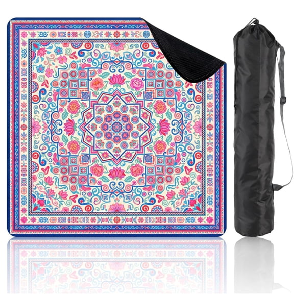 31.5" x 31.5" Mahjong Mat with Carrying Bag Intricate Mandala elegant Non-Slip Noise Reduction Game Mat for American Mahjong Table Cover Game Night Decor Hostess Gift