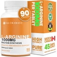 thumbnail image 1 of Nutrawave L-Arginine 1000 mg – Nitric Oxide Booster & Energy Support – 90 Unflavored Vegan Tablets, 1 of 13