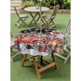 thumbnail image 3 of Outdoor Tablecloth with Umbrella Hole and Zipper, Black Christmas Round Table Cloth 60 Inch Waterproof Tablecloth, Xmas Winter Snowflakes Red Truck Dogs Picnic Table Cover for Patio Camping, 3 of 7