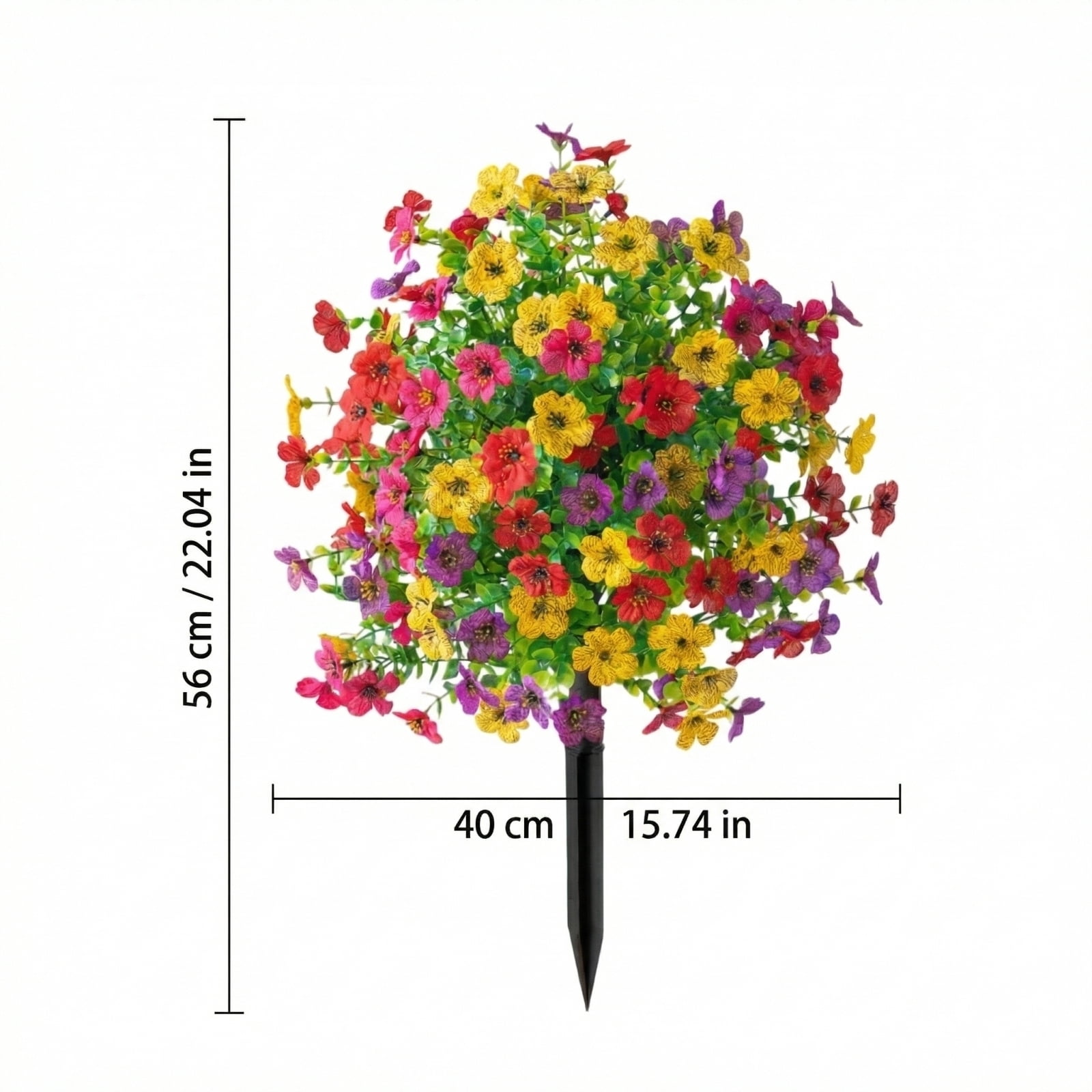 Artificial Outdoor Flowers with Ground Stake, 22" Tall UV Resistant Outdoor Faux Flowers for Garden, Yard, Planter and Porch