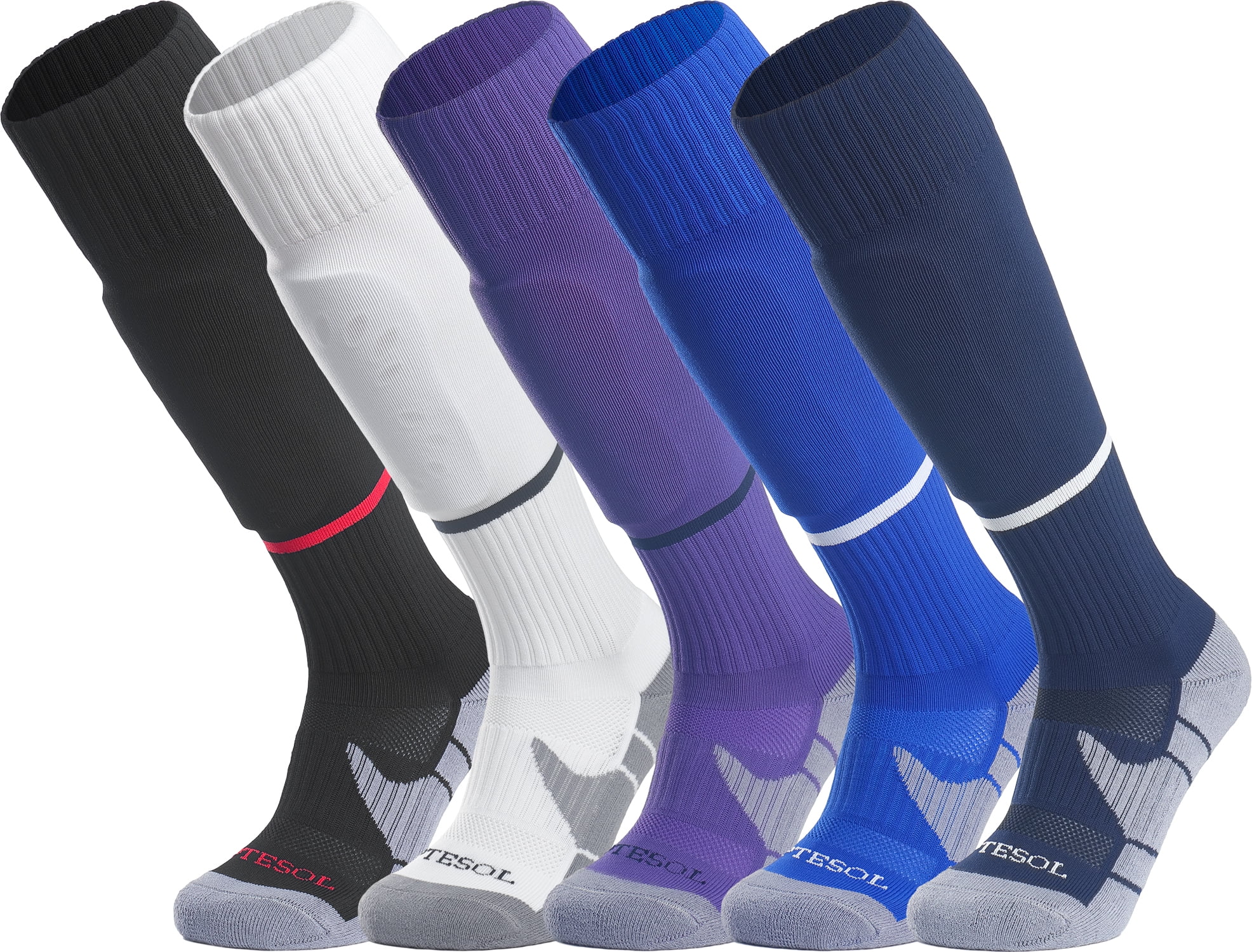 APTESOL Knee High Soccer Socks Team Sport Cushion Socks for Boys Girls Men Women [5Pair