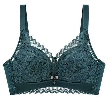 LLYwey Wireless Push Up Bras On Sale Lace Bra Push Up Women s No Underwire Underwear Soft Cup Bra Women Size Polyester Nursing Bra Style LW-293 Green-1 34