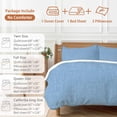 thumbnail image 6 of Vintage Linen Duvet Cover Set King Size, Pastoral Sky Blue Linen Texture Farmhouse 4 Piece Soft Microfiber Bedding Set with 1 Duvet Cover, 1 Flat Sheet, 2 Pillowcases, 6 of 9