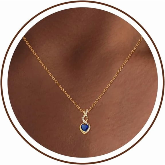 Gold Birthstone Necklace for Women Non Tarnish, Emerald Jewelry Heart Shaped Mothers Day Surprise Gifts for Mom Birthday Gifts for Women Jewelry[c276]