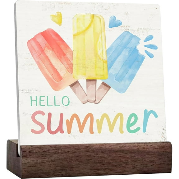 Summer Home Decor Ceramic Table,Hello Summer,Summer Decorations For Home Office Indoor Farmhouse Kitchen Shelf Table Decoration