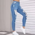 thumbnail image 4 of LWavelet Womens Skinny Ripped Cropped Jeans High Waisted Daily Casual Denim Pants Light Blue M, 4 of 6