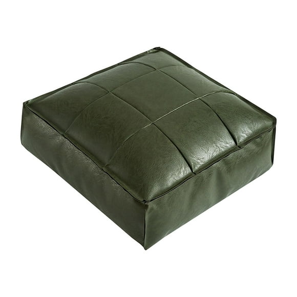 Cojín de suelo cuadrado Perfecl Puf marroquí de cuero PU 40x40x15cm Verde puf al aire libre