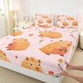 thumbnail image 4 of Erosebridal Cartoon Capybara Bed Sheets For Kids,Pink Floral King Sheets For Cute Animals Lover 4pcs, 4 of 6
