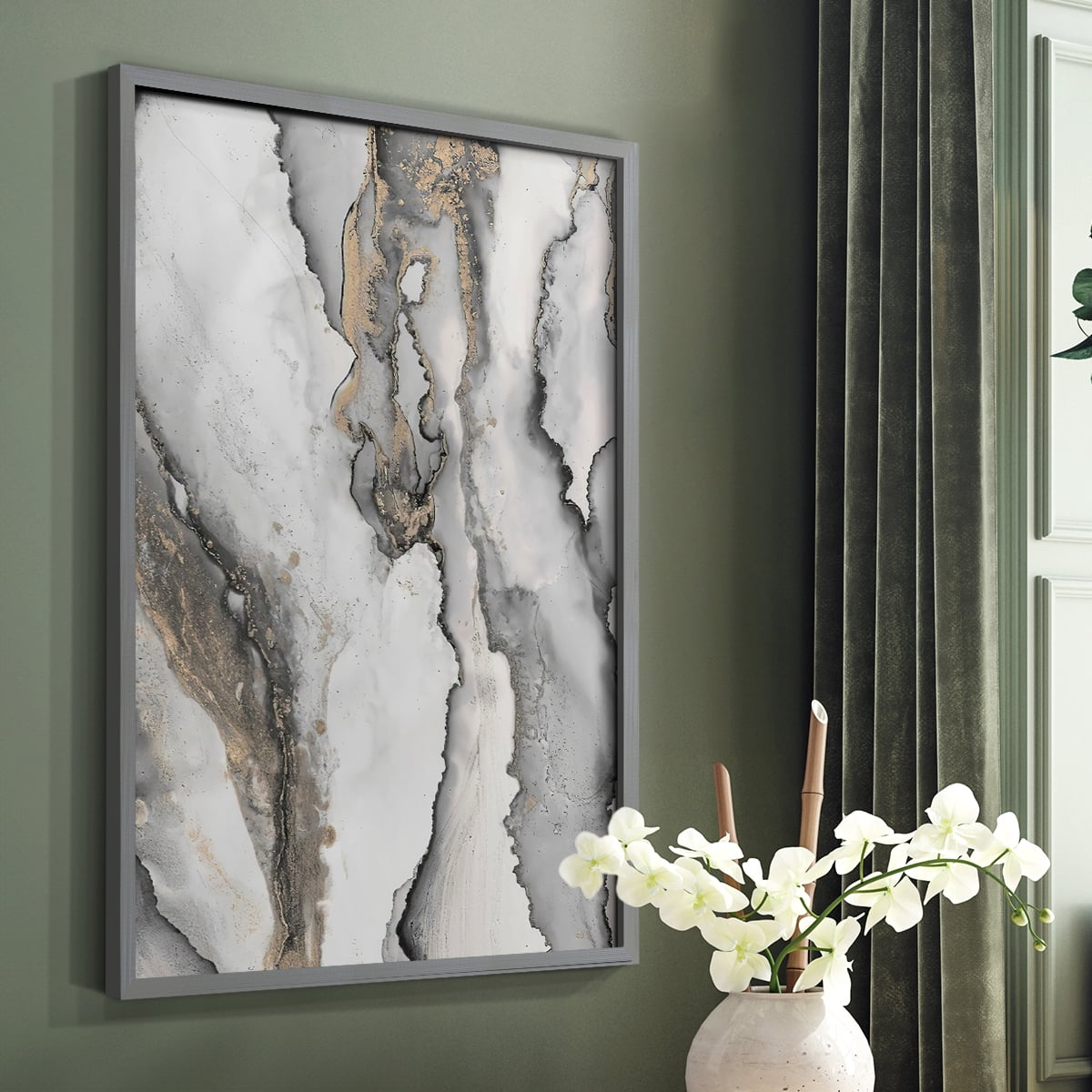 Abstract Ink Fantasy III in Paper Solid Wood 22 x 28 Framed Print