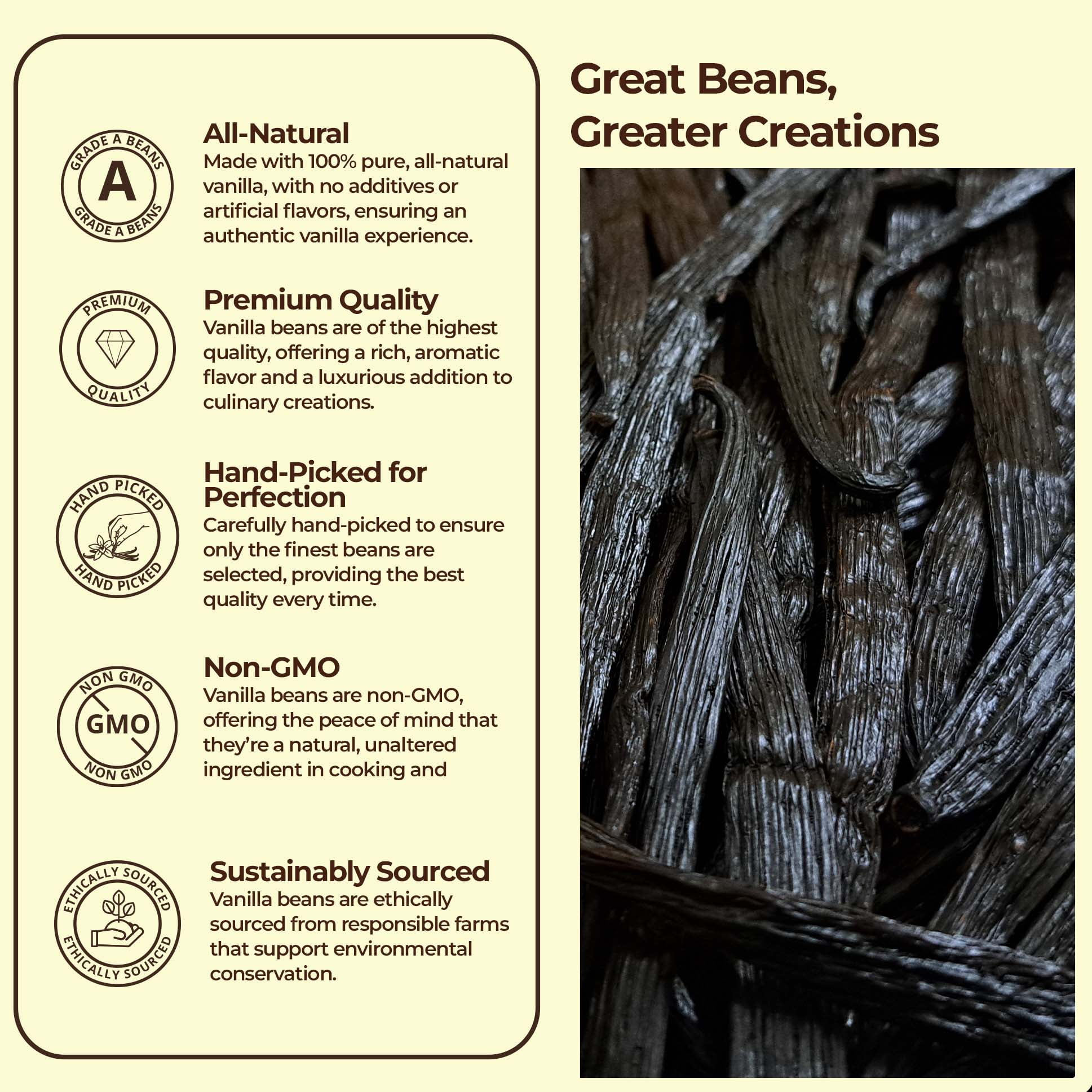 1 lb Vanilla Beans Grade a+ Pods, Bulk Vanilla Bean for Making Extract & Baking, Non-GMO - Akshit