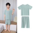 thumbnail image 2 of EnJoCho Girls Cotton Pajama Set 2 Piece Short Sleeve Top Wide Leg Pants Sleepwear Loung𝖾wear Soft Comfy P𝖩s Nightwear Outfit Kids P𝖩s, 2 of 9