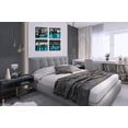 thumbnail image 2 of Wall Decorations Chicago Boston Los Angeles Brooklyn Bridge Skyline Canvas Art Black White USA New York City Pictures Teal Turquoise Lake Water Building Cityscape Home Living Room Office, 2 of 6