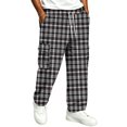 thumbnail image 3 of UDAUDU Men's Cargo Pants Streetwear Hiking Loose Fit Elastic Waist Drawstring Trousers Outdoor Trendy Joggers with Pockets Black 4XL, 3 of 8