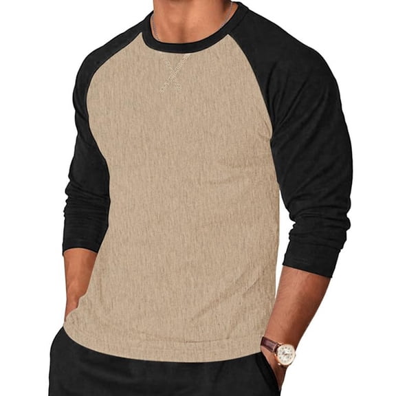 zfhfof Mens Baseball Shirts Casual Raglan Long Sleeve Crewneck T-Shirt Lightweight Color Block Tees Tops