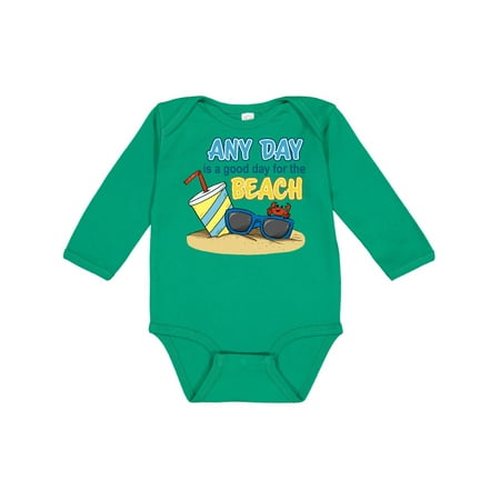 

Inktastic Any Day Is A Good Day For The Beach-Crab Drink Sunglasses Gift Baby Boy or Baby Girl Long Sleeve Bodysuit