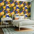 thumbnail image 2 of Peel and Stick Wallpaper Contact Paper Bright Lemon Peel Blue White Yellow Citrus Leaf Floral Orange Slices Self Adhesive and Removable 23.6in x 118in, 2 of 8