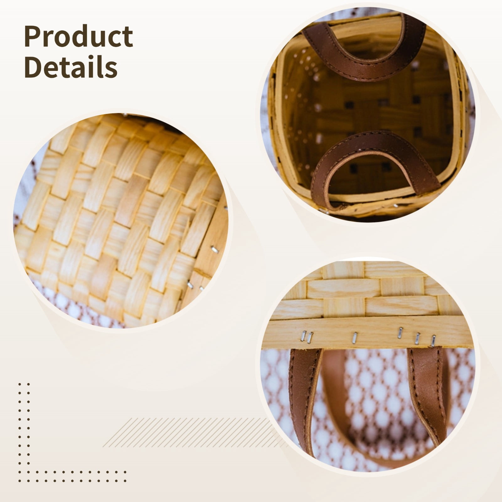 6 Pcs Small Wicker Storage Baskets – 4.7" Square Handwoven Baskets with Leather Handles, Decorative Organizer for Home, Gifts, Countertops & Shelves