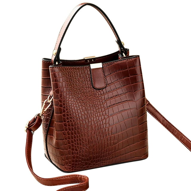 Women Bucket Bag Fashion Snakeskin Pattern Top Handle Shoulder Bag Crossbody Bag