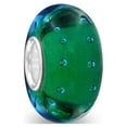 thumbnail image 2 of Bling Jewelry Womens .925 Sterling Silver Murano Glass Teal Blue Green Bubble Spacer Charm Bead for Bracelet (Set of 4), 2 of 4