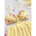 thumbnail image 5 of Women's Vacation Light Yellow Waist Hollow V-Neck Spaghetti Strap Summer Dress Set, 5 of 10