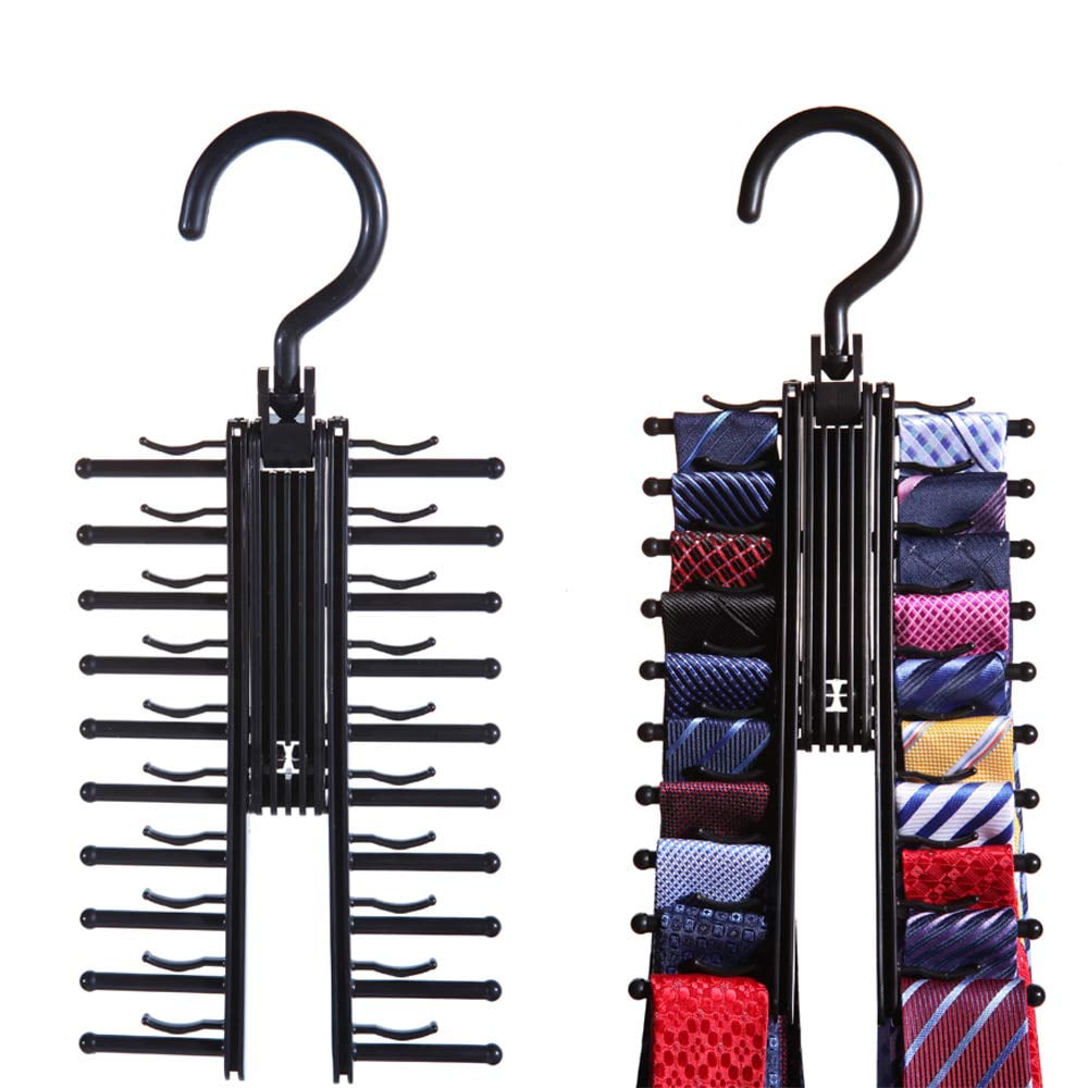 Ties Rack Hanger Closet Organizer Necktie Tie Cross Hanger 20 Holders UK Stock 