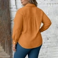 thumbnail image 3 of Inleife Plus Size Women's Long Sleeve Button Down Shirts with Classic Collar And Functional Pockets Orange XXL, 3 of 5