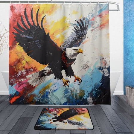 BZSMCE Shower Curtain and Bath Accessory Set,Eagles in Flight Pattern