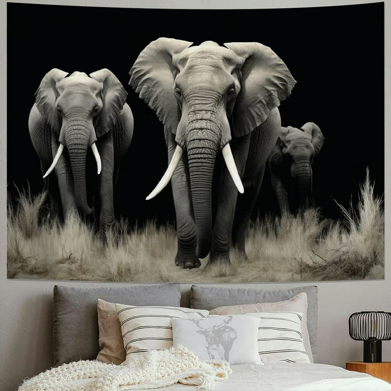 BCIIG Elephants Grass Tusks Tapestry Wall Hanging Unique Style for Home Decor Graphic Tapestries for Living Room Bedroom Dorm 40x30inch Walmart