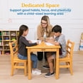thumbnail image 4 of ECR4Kids 24in Square Hardwood Table with 24in Legs and Two 14in Chairs, Honey, 3-Piece, 4 of 9