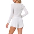 thumbnail image 3 of Conjunto de lounge para mujeres INSPIRE CHIC, pijamas de manga larga, camisas con botones y pantalones cortos, conjunto de 2 piezas, sets de entrenamiento Y2K, L blanco, 3 of 5