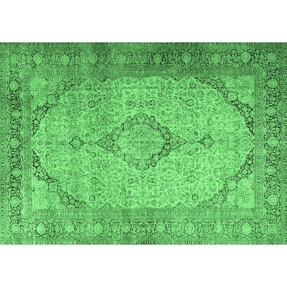 Ahgly Company Indoor Rectangle Persian Emerald Green Traditional Area Rugs, 5' x 7'