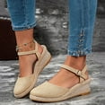 thumbnail image 2 of Women Espadrilles Wedge Sandals Closed Pointed Toe Casual Walking Sandal Ladies Slingback Ankle Strap Low Heel Shoes Yellow 6.5, 2 of 5